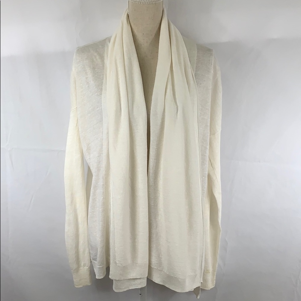 Theory linen & silk off white shawl cardigan